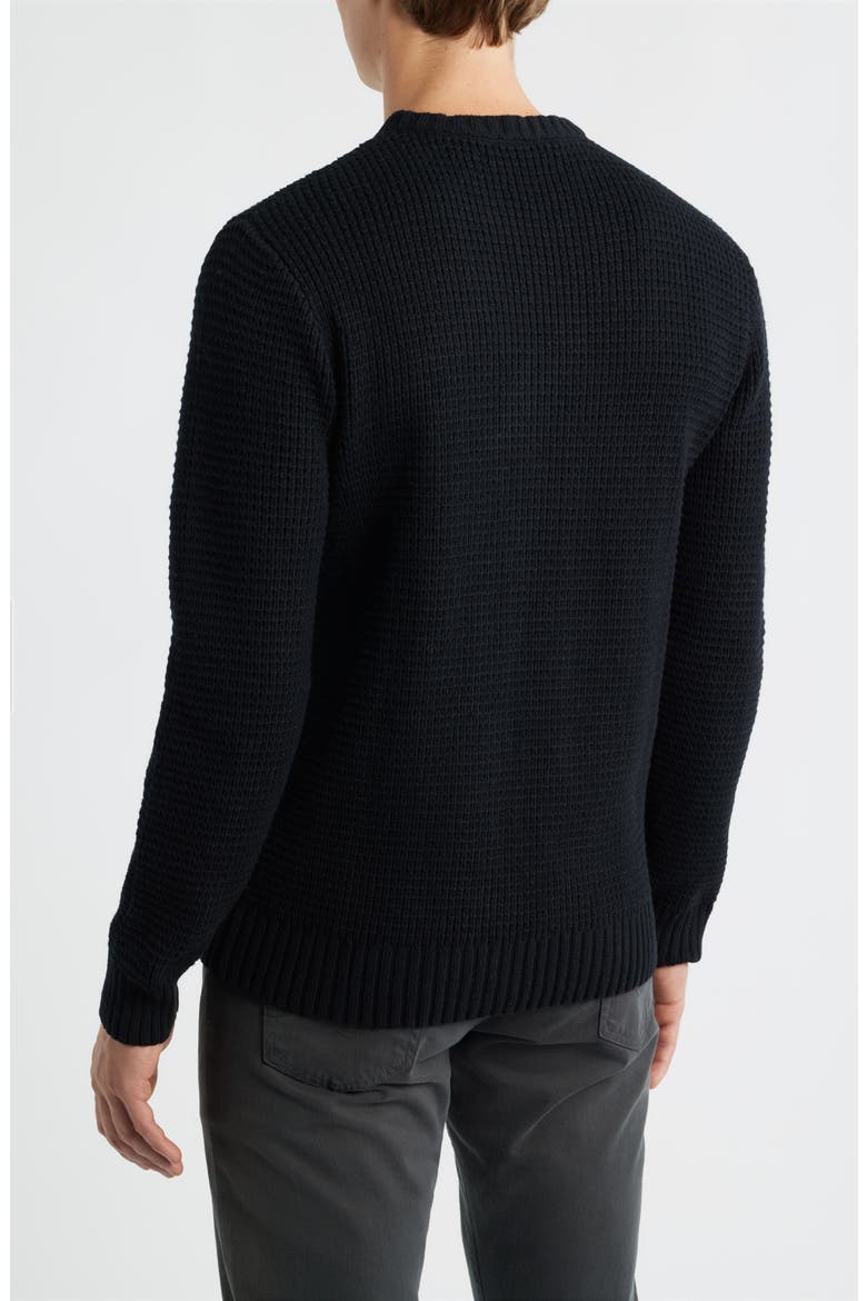 Laggan Waffle Stitch Crewneck Sweater, Alternate, color, BLACK