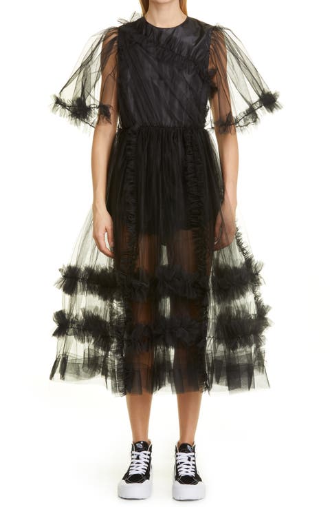 Women's Loon Ruffle Tulle Midi Dress