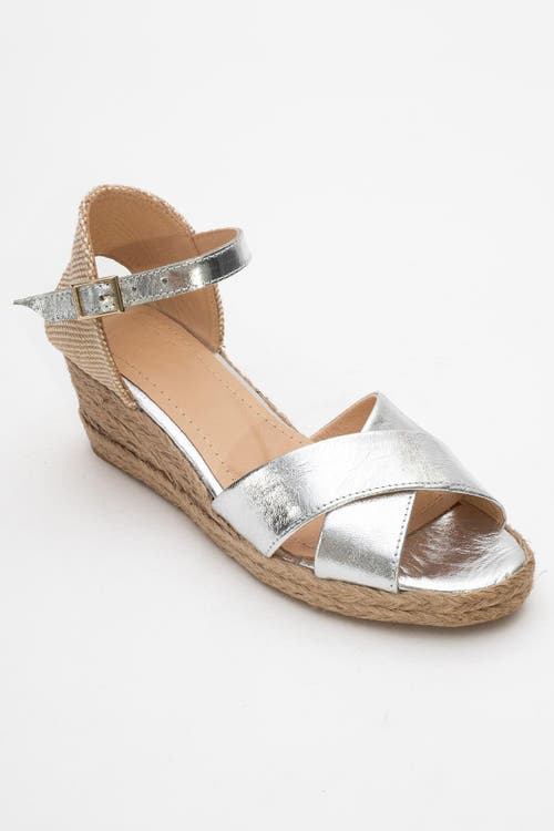 Forever & Always Shoes Miria Leather Platform Espadrille in Silver Leather at Nordstrom, Size 7