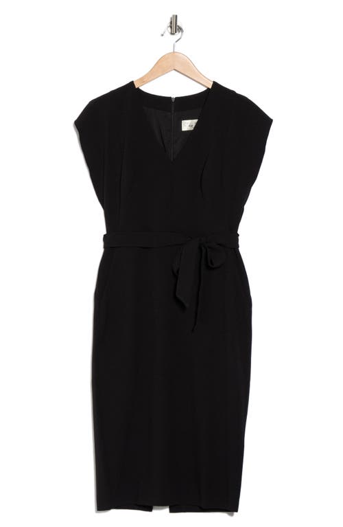 Eliza J Flutter Sleeve Sheath Midi Dress In Black