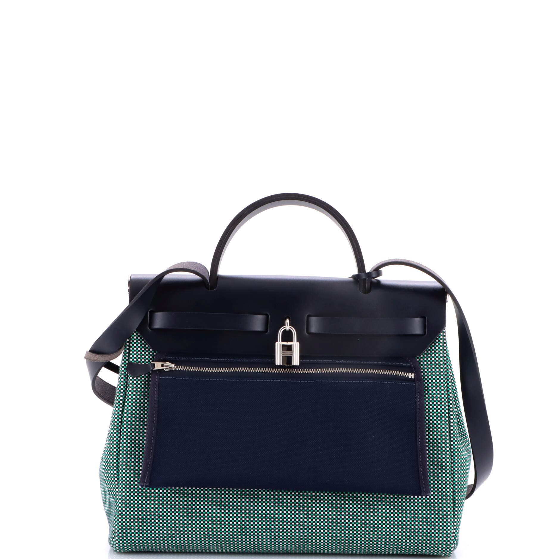 Pre-Owned Hermes Herbag Zip Criss Viking Toile and Leather 31, Alternate, color, Bleu Nuit