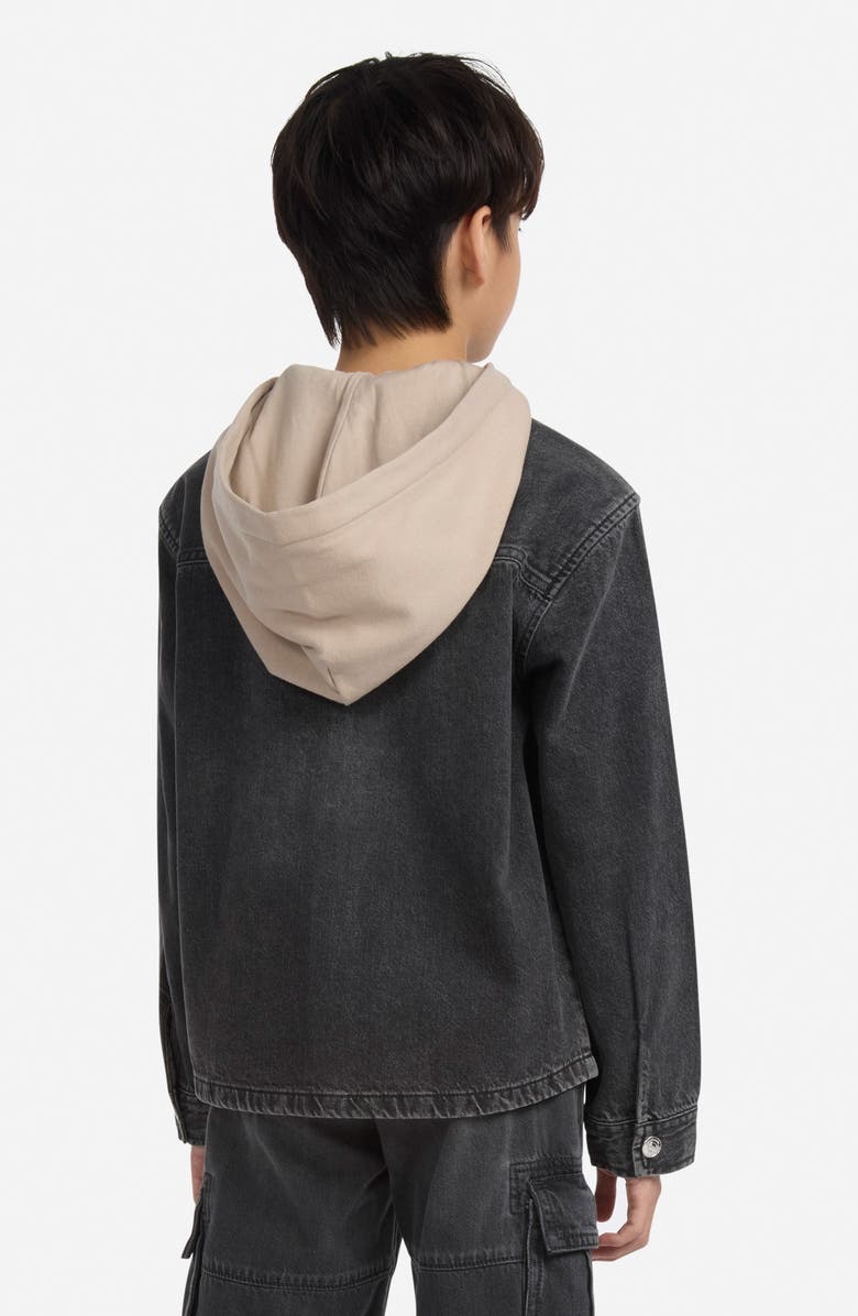 abercrombie kids Kids' Hooded Zip Denim Jacket, Alternate, color, Vibe