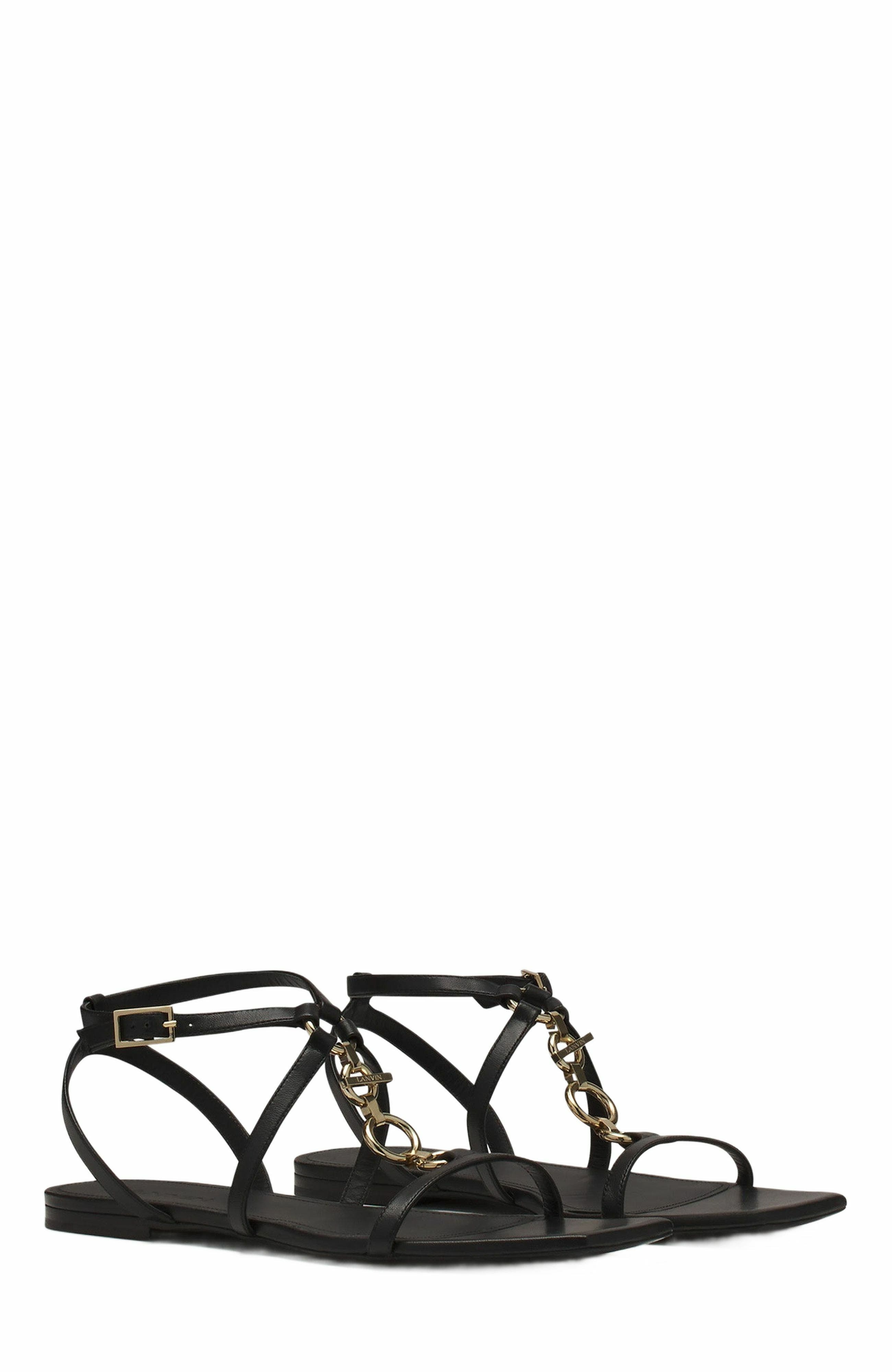 Mesure Flat Leather Sandals, Alternate, color, Black