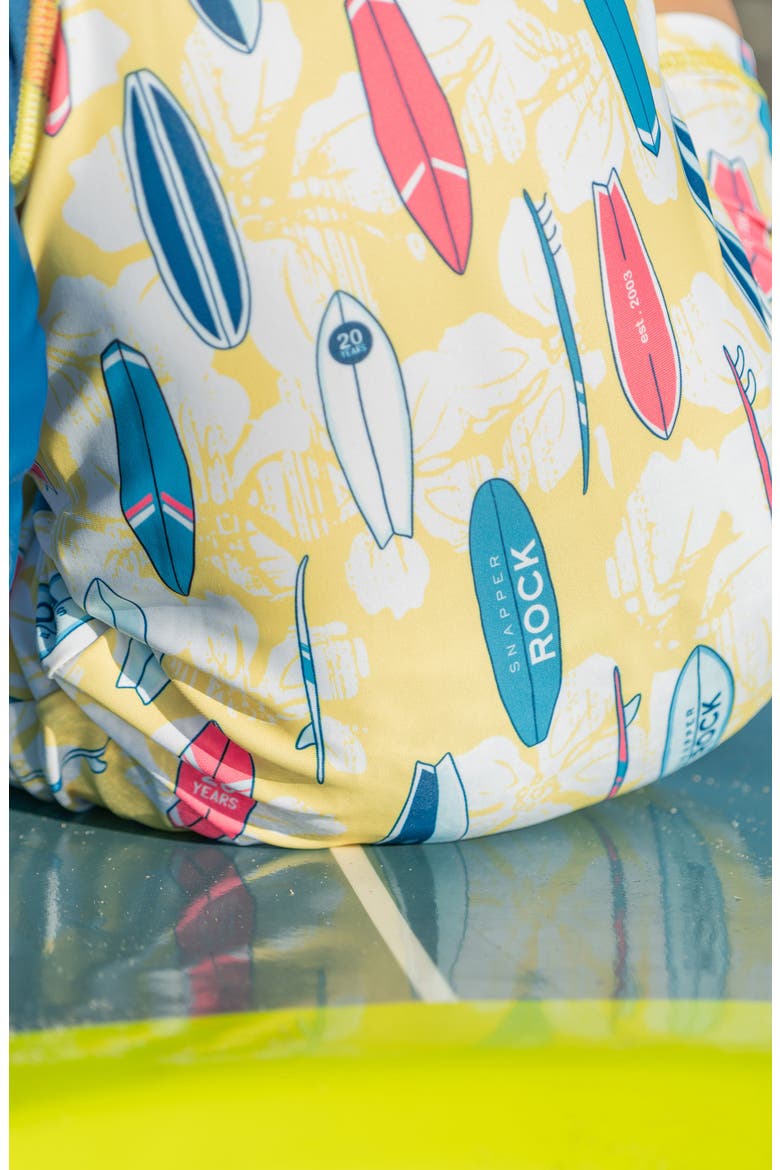 Kids' Rock the Board One-Piece Rashguard Swimsuit, Alternate, color, YELLOW