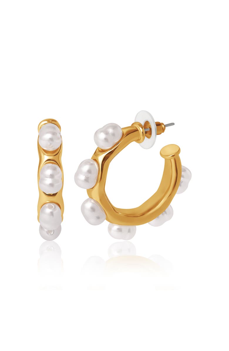 BCBG Pearl Hoop Earrings, Alternate, color, 
