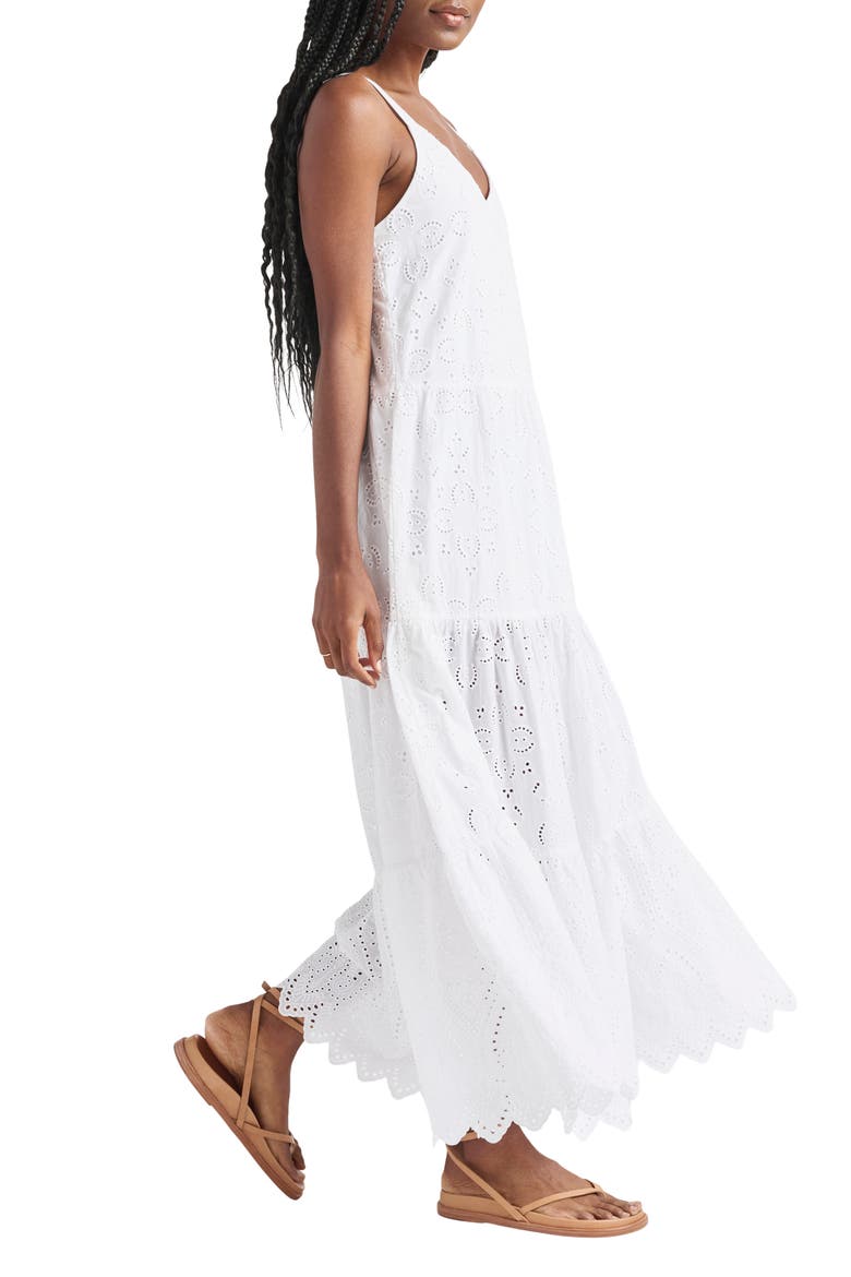 Wynona Eyelet Cotton Midi Dress, Alternate, color, WHITE