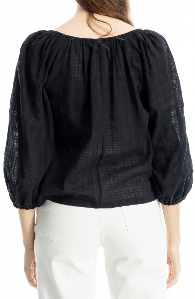 MAX STUDIO Lace Trim Cotton Gauze Top, Alternate, color, Black