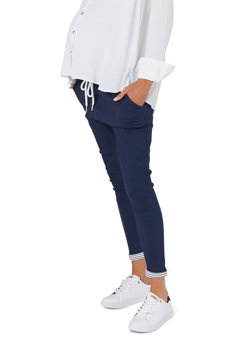 Boston Twill Maternity Pants, Alternate, color, NAVY