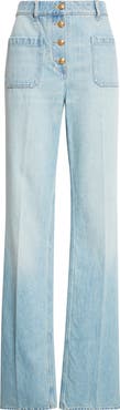 Valentino High Waist Denim Straight Leg Jeans