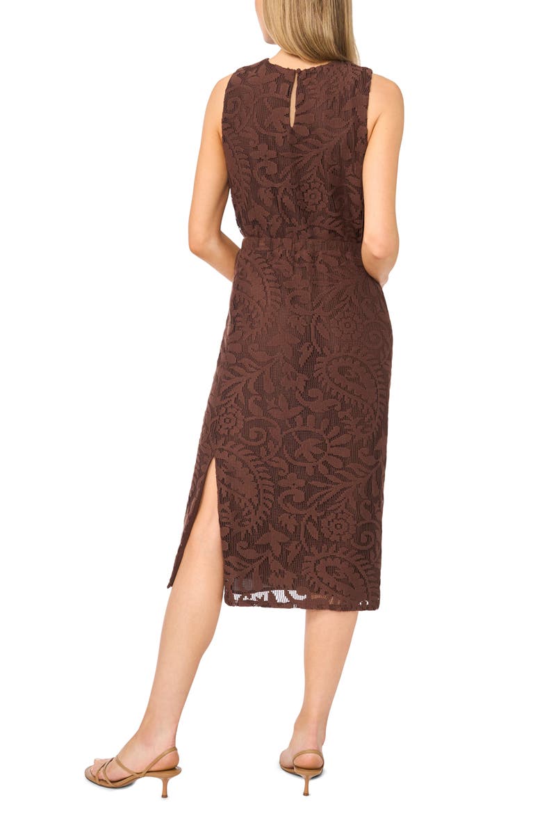 Lace Pull-On Midi Skirt, Alternate, color, CHICORY COFFEE