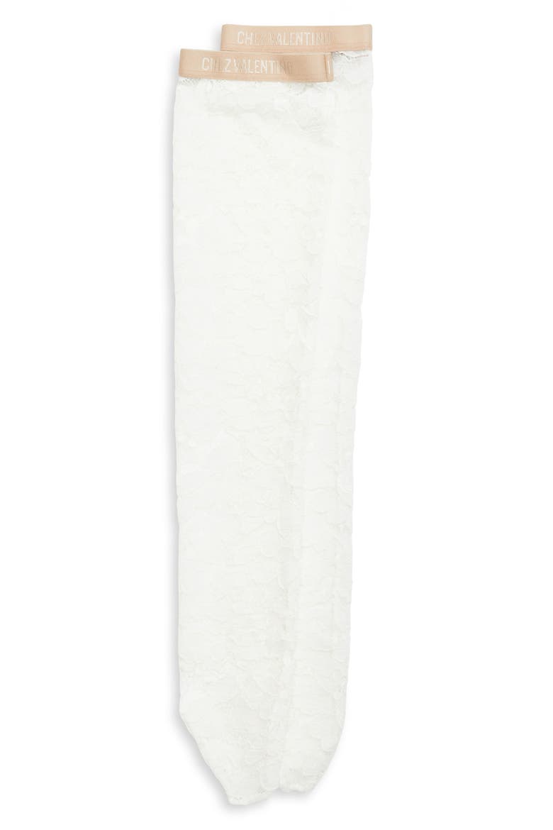 Floral Lace Knee High Socks, Main, color, AVORIO
