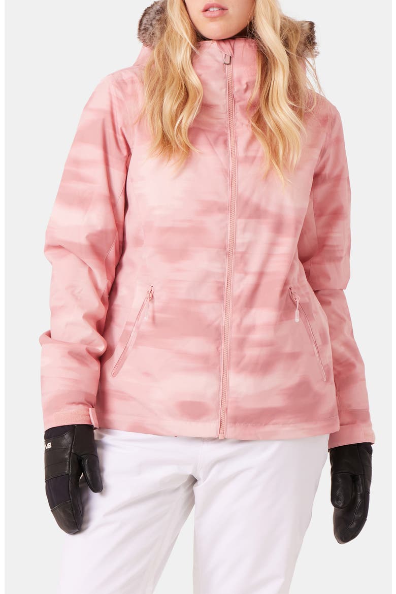 Jet Ski Technical Snow Jacket with Removable Faux Fur Trim & Hood, Main, color, PINK COMBO
