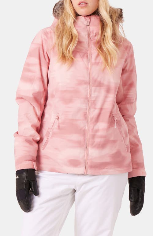 Roxy Jet Ski Technical Snow Jacket With Removable Faux Fur Trim & Hood In Pattern