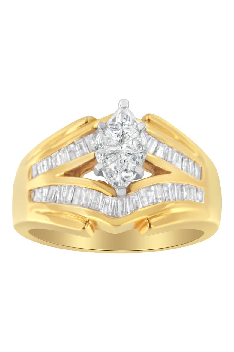 14KT Two-Toned Gold 1.0 cttw Diamond Cocktail Ring, Alternate, color, Yellow