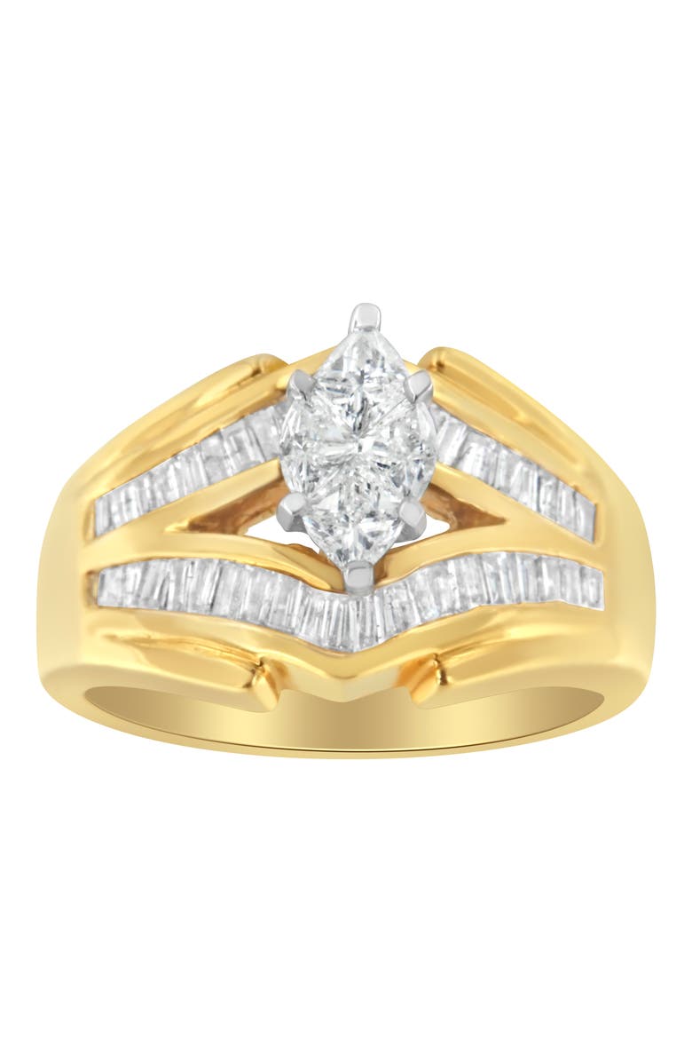 Haus of Brilliance 14KT Two-Toned Gold 1.0 cttw Diamond Cocktail Ring, Alternate, color, Yellow