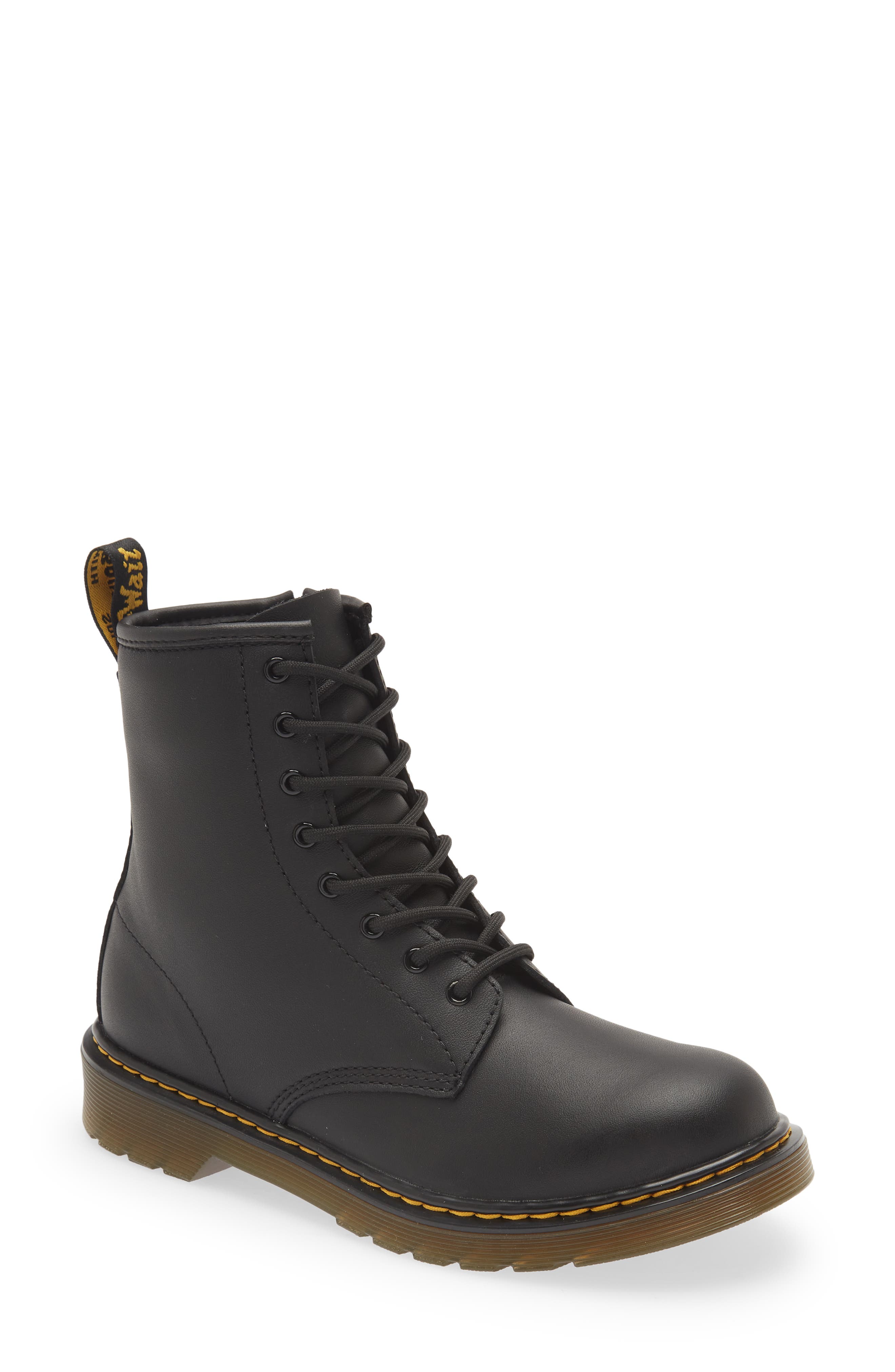 Dr. Martens Kids' 1460 Softy T Leather Lace-Up Boot, Alternate, color, Black