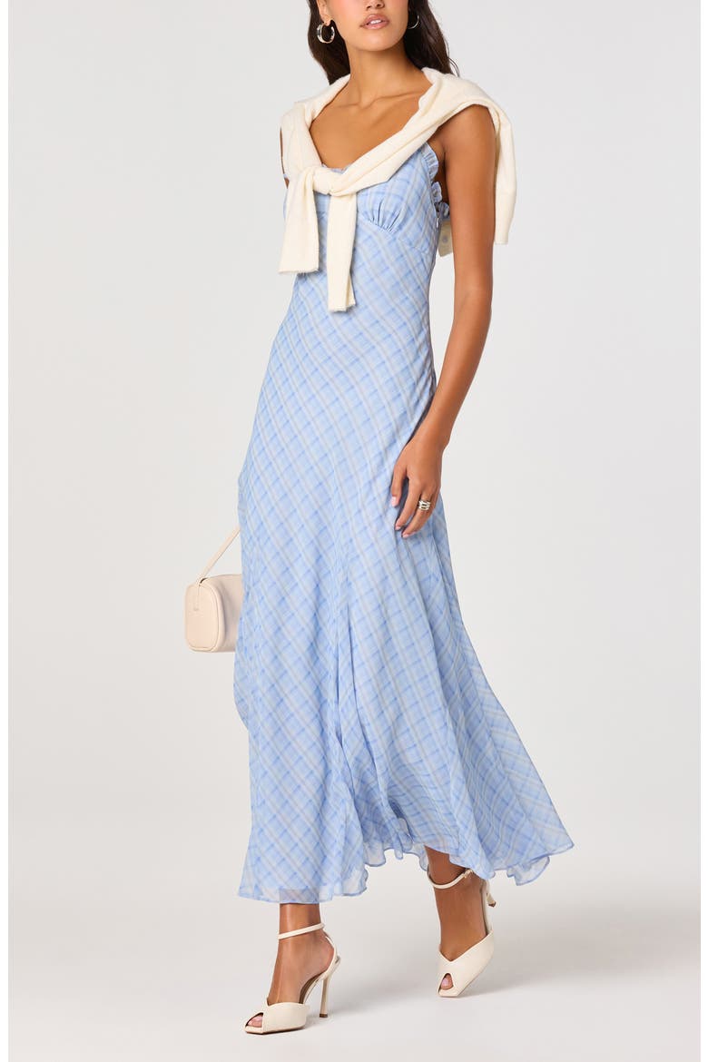 Maeryn Sweetheart Neck Dress, Alternate, color, BLUE PLAID