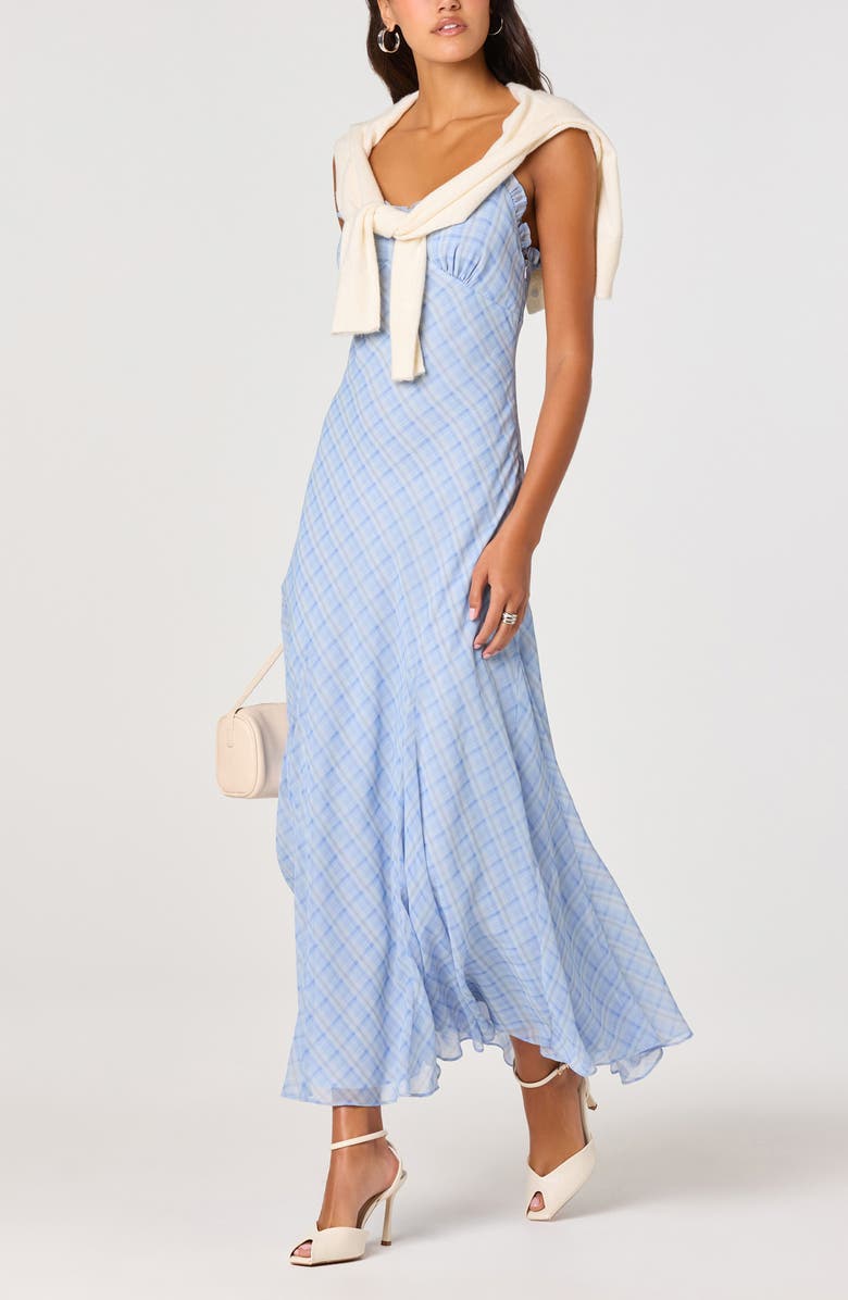 ASTR the Label Maeryn Sweetheart Neck Dress, Alternate, color, Blue Plaid