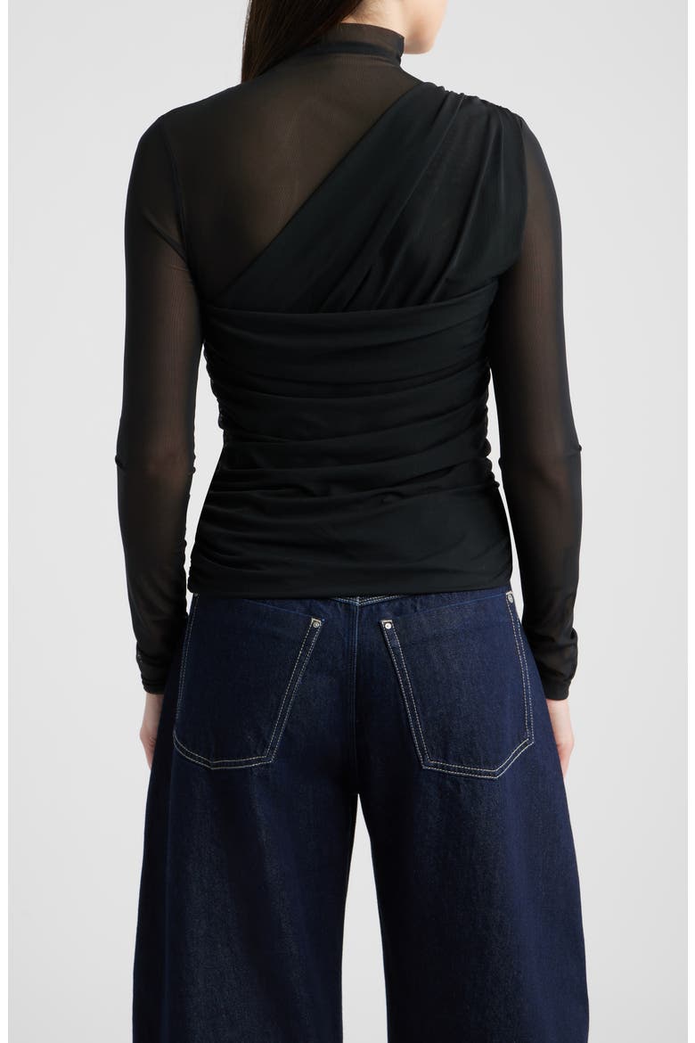 Etulah Ruched Mesh Top, Alternate, color, BLACK