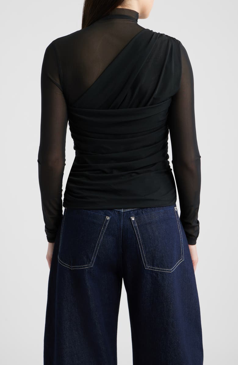 BOSS Orange Etulah Ruched Mesh Top, Alternate, color, Black