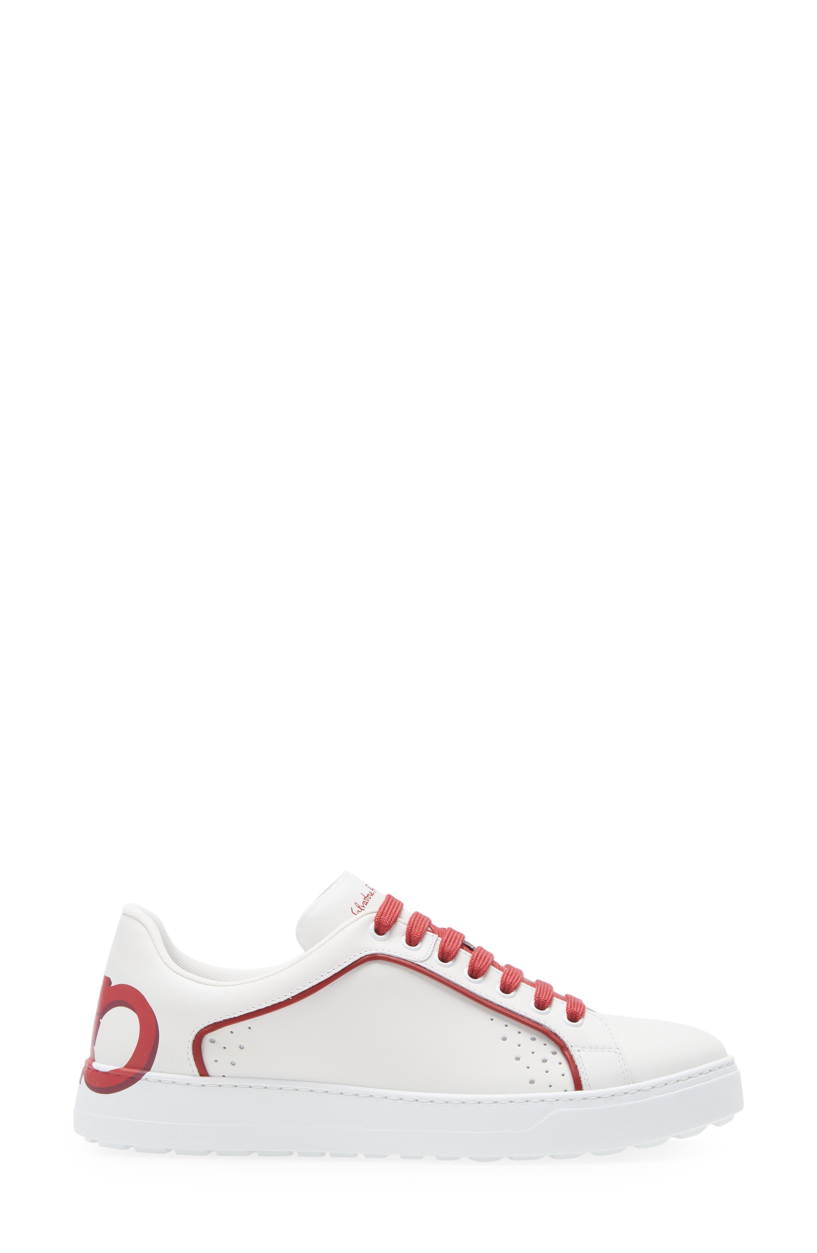 Salvatore Ferragamo Manhattan Sneaker, Alternate, color, BIANCO/ ROUGUE