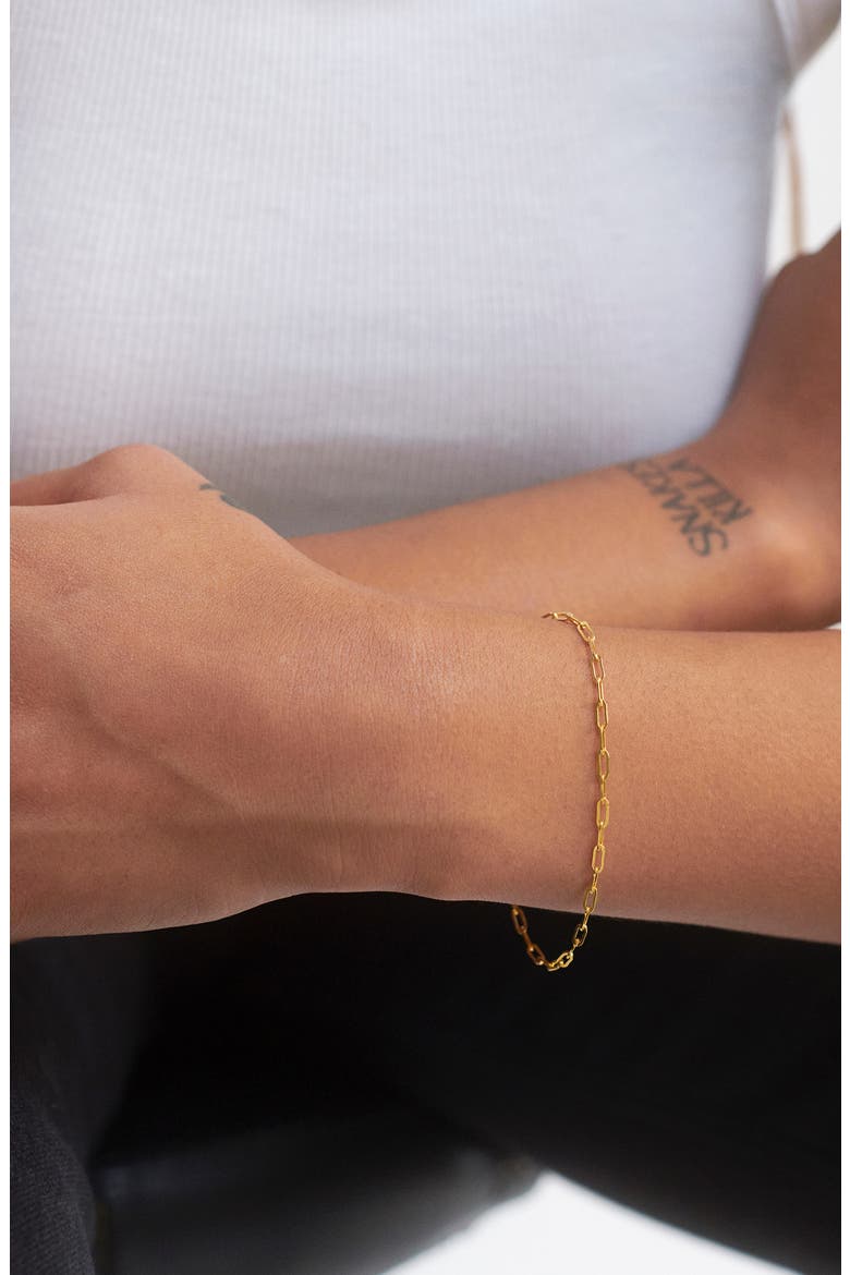 Mini Paper Clip Chain Bracelet, Alternate, color, 18CT GOLD VERMEIL ON STERLING