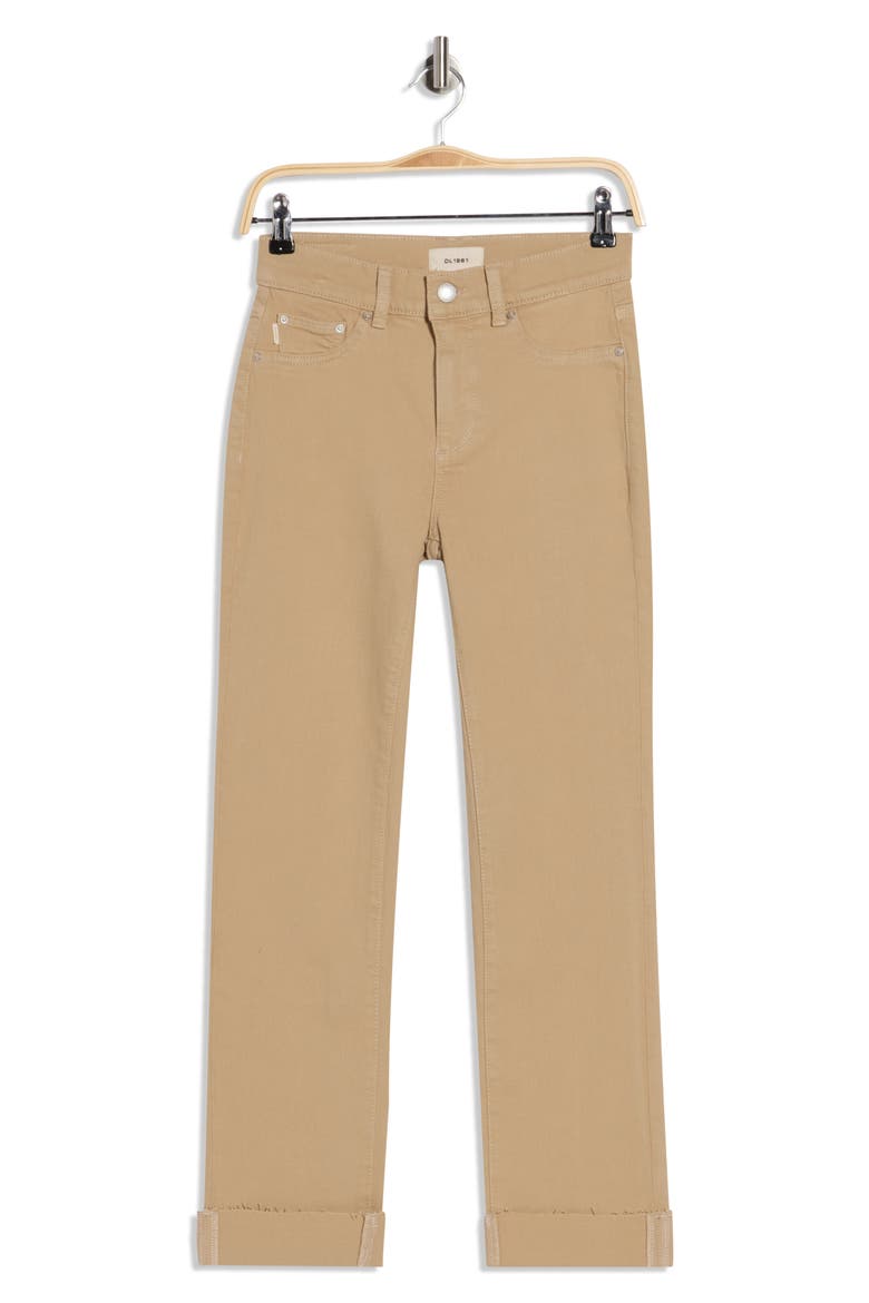 Mara Cuffed Raw Hem Mid Rise Ankle Straight Leg Jeans, Alternate, color, ALMOND CUFFED