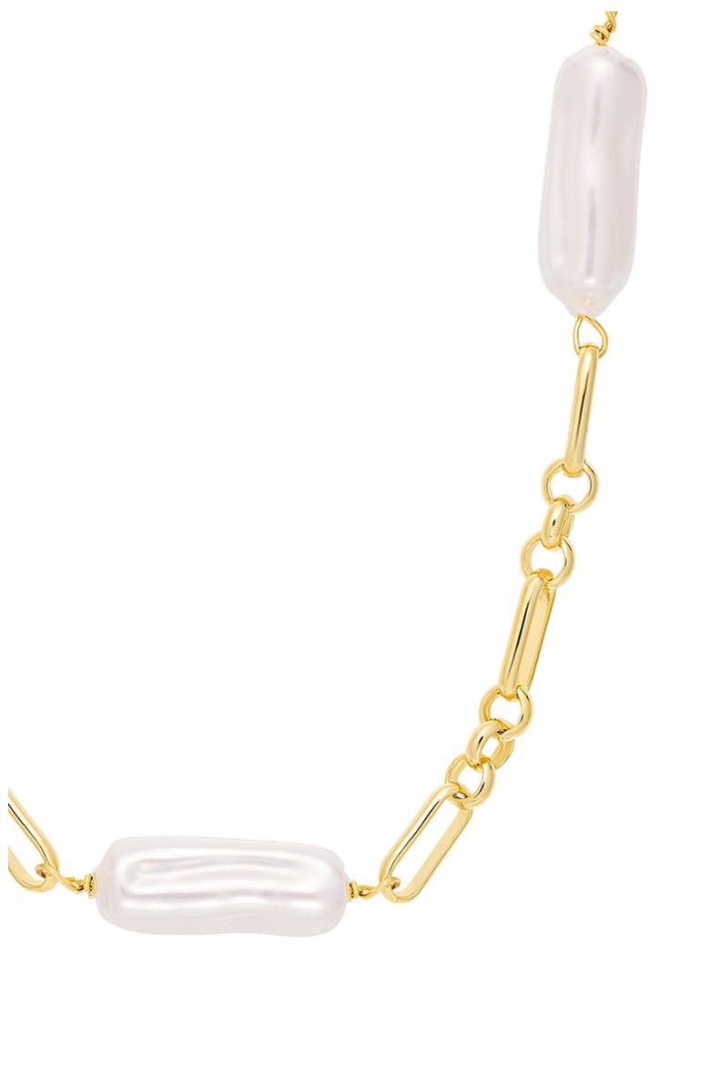 Faux Pearl Paper Clip Chain Necklace, Alternate, color, GOLD