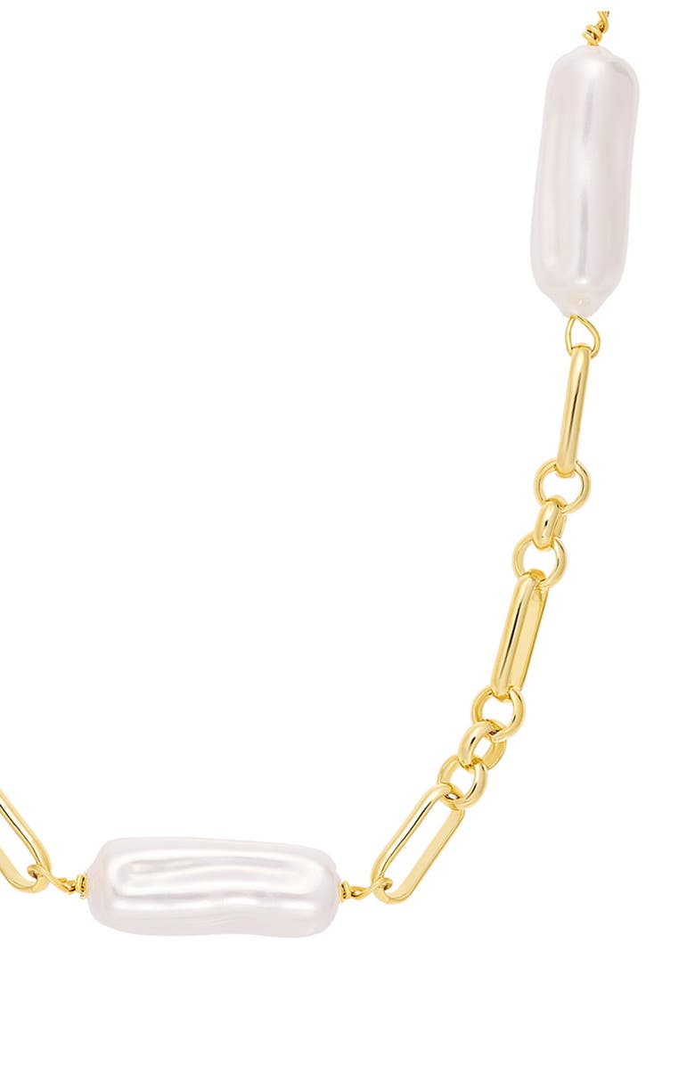 ATHRA LUXE Faux Pearl Paper Clip Chain Necklace, Alternate, color, Gold