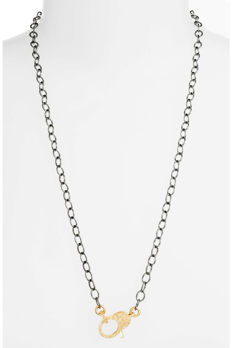 Pavé Diamond Clasp Long Chain Necklace, Main, color, GOLD/ BLACK
