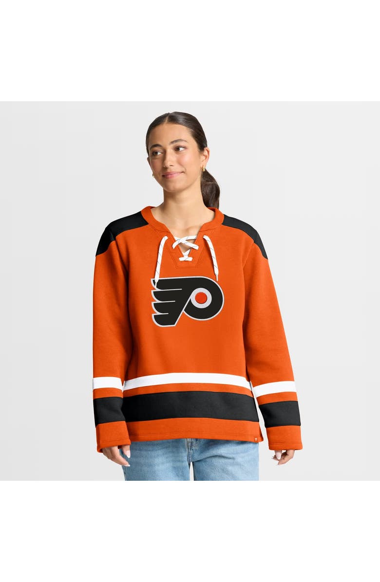 FANATICS Women's Fanatics  Orange Philadelphia Flyers Icing Long Sleeve Lace Up Sweatshirt, Main, color, 