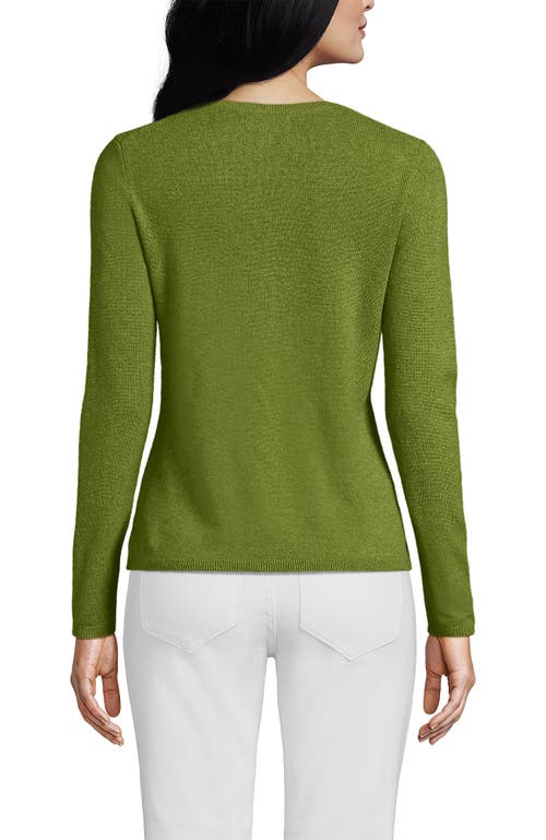 Lands' End Cashmere Cardigan Sweater In Green