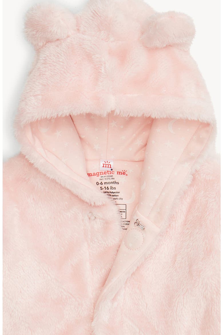 Minky Faux Fur Bear Hooded Jacket, Alternate, color, PINK