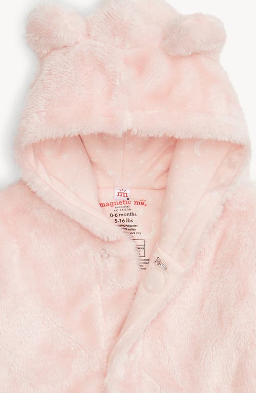 Magnetic Me Minky Faux Fur Bear Hooded Jacket In Pink