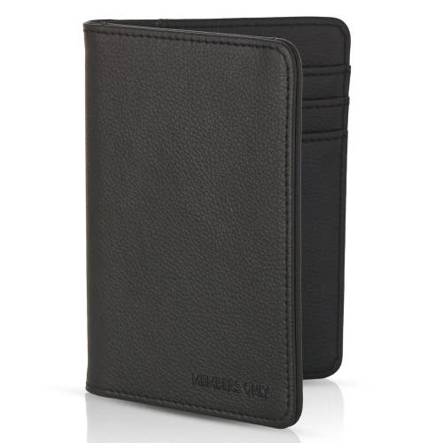 Members Only Passport Holder, Bifold Wallet With Secure Card Slots In Black