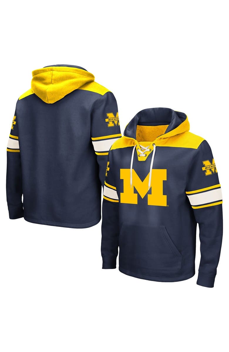 COLOSSEUM Men's Colosseum Navy Michigan Wolverines Big & Tall Hockey Lace-Up Pullover Hoodie, Alternate, color, 