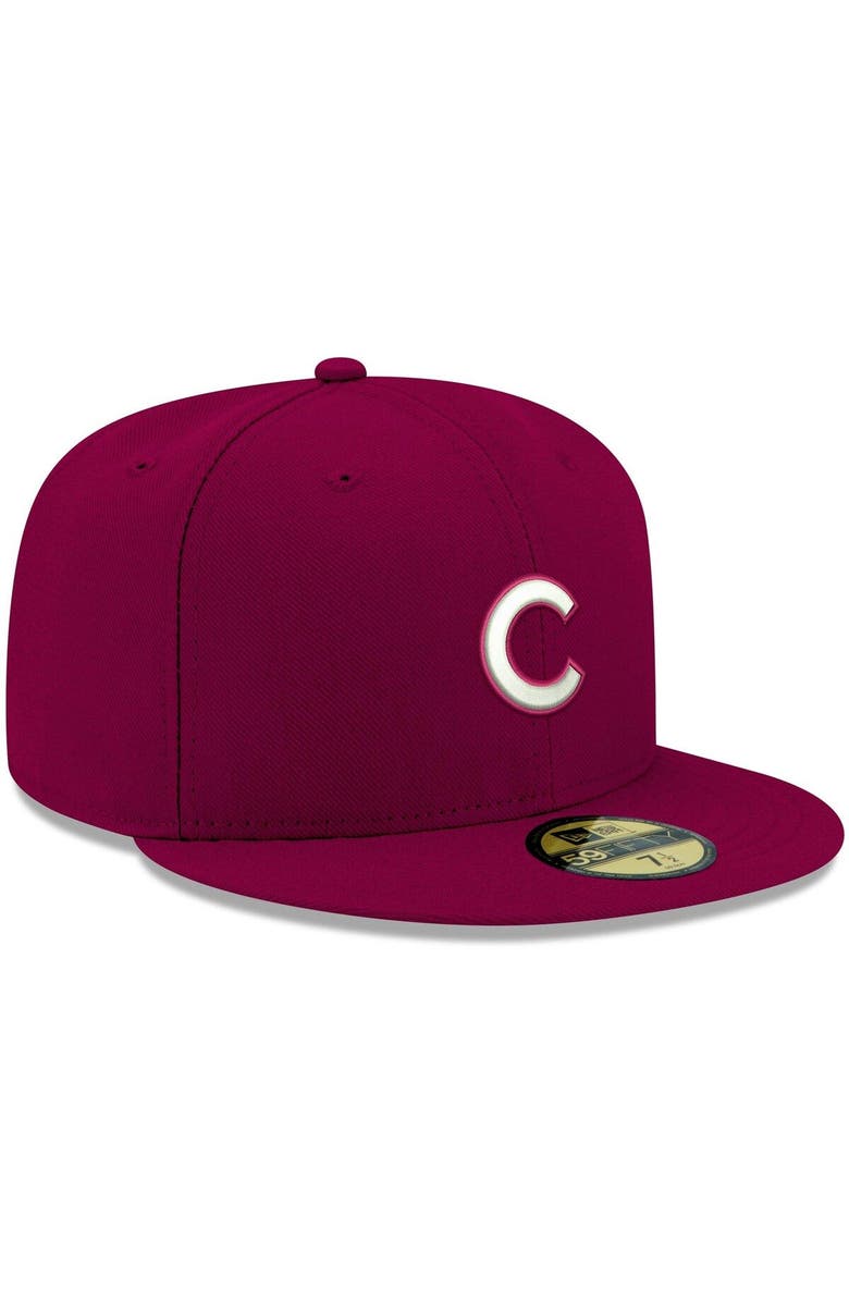 New Era Men's New Era Cardinal Chicago Cubs White Logo 59FIFTY Fitted Hat, Alternate, color, Cardinal