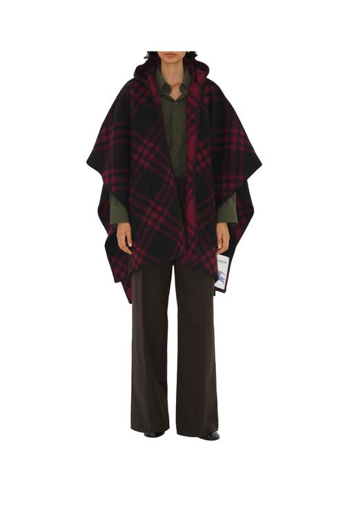 BURBERRY BURBERRY REVERSIBLE CHECK WOOL CAPE