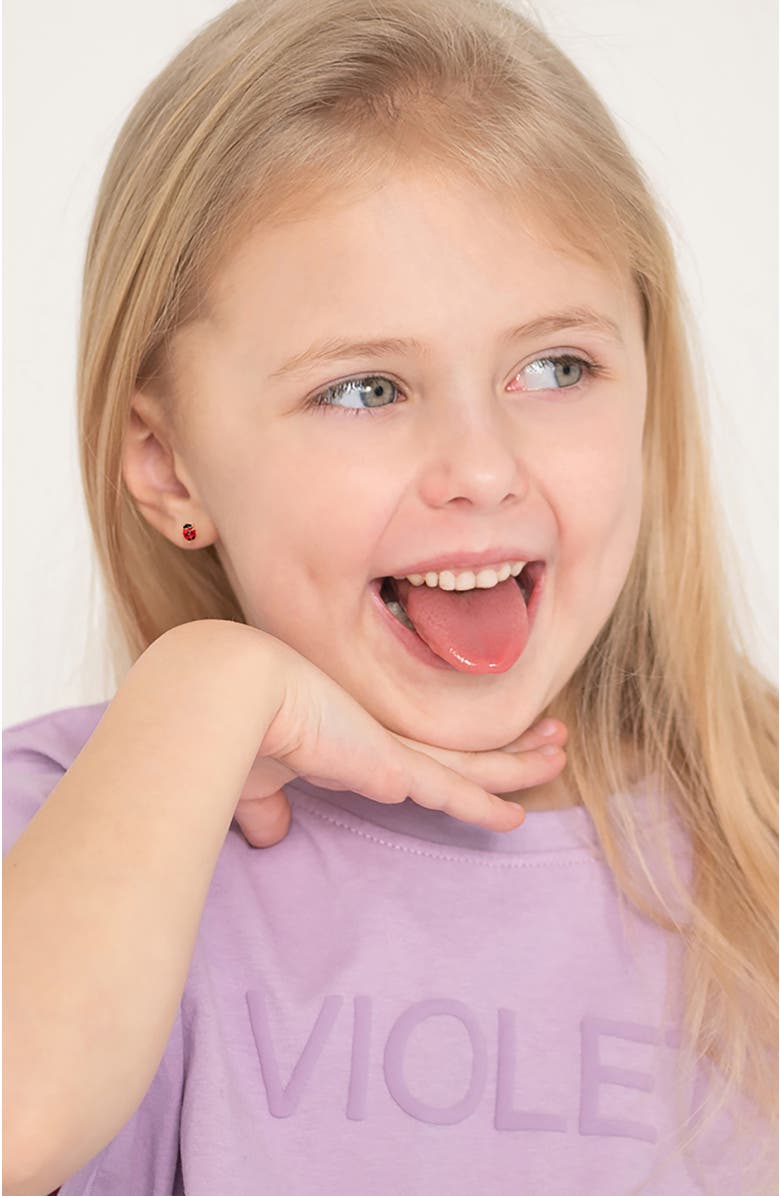 In Season Jewelry 14k Colorful Ladybug Earrings, Alternate, color, Red