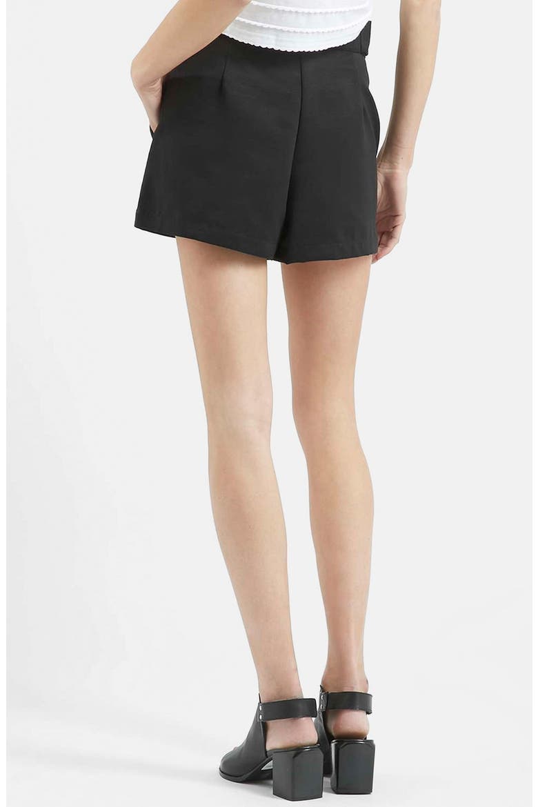 High Rise Button Tab Shorts, Alternate, color, BLACK