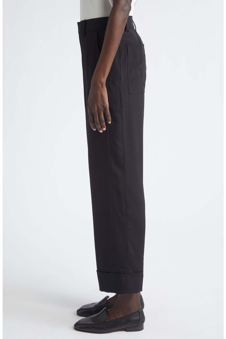 Highline Stretch Silk Crêpe de Chine Ankle Straight Leg Pants, Alternate, color, BLACK