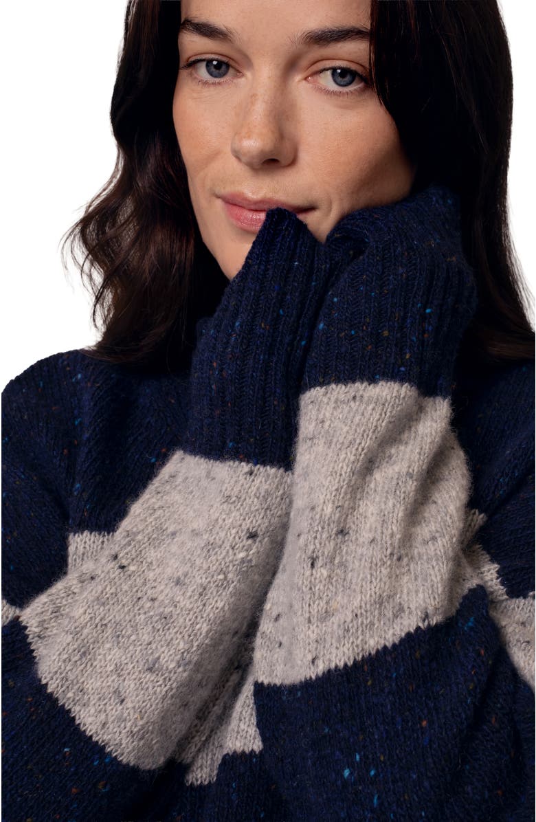 Celtic & Co. Donegal Colourblock Funnel Neck Sweater, Alternate, color, Navy / Oatmeal