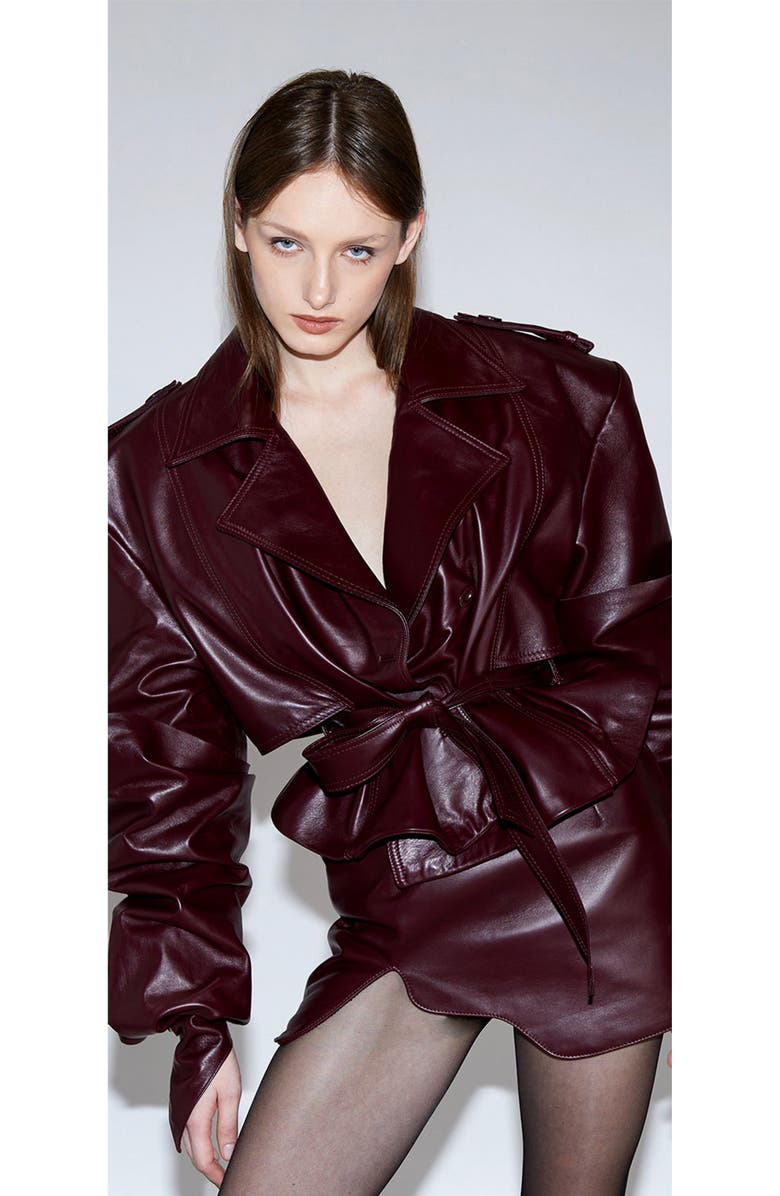 Mother of All Brooklyn Trench Leather Coat, Alternate, color, Burgundy