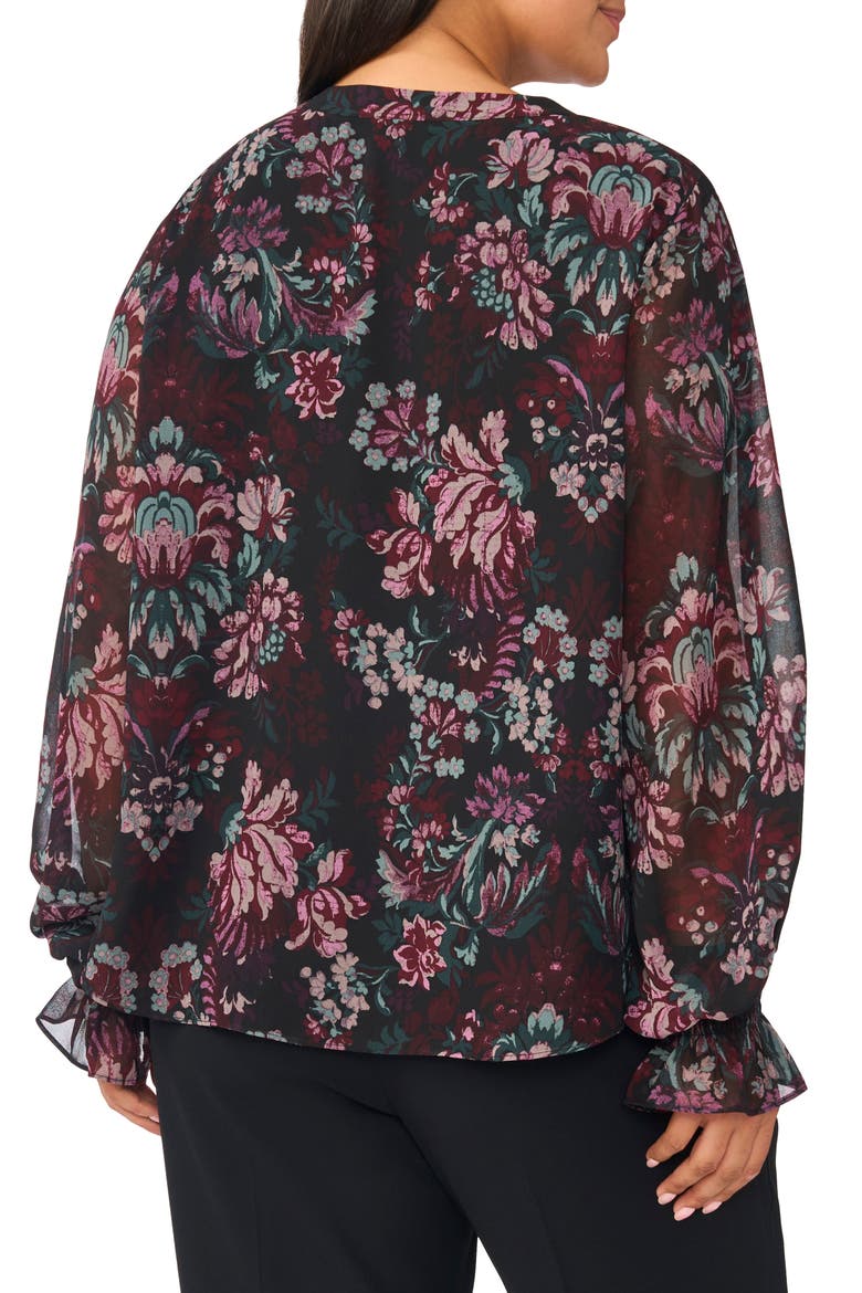 Split Neck Long Sleeve Top, Alternate, color, RICH BLACK