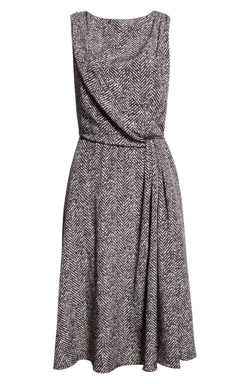 Dolce & Gabbana Heavy Crepe Dress With Chevron Print Dresses Grey In Gray