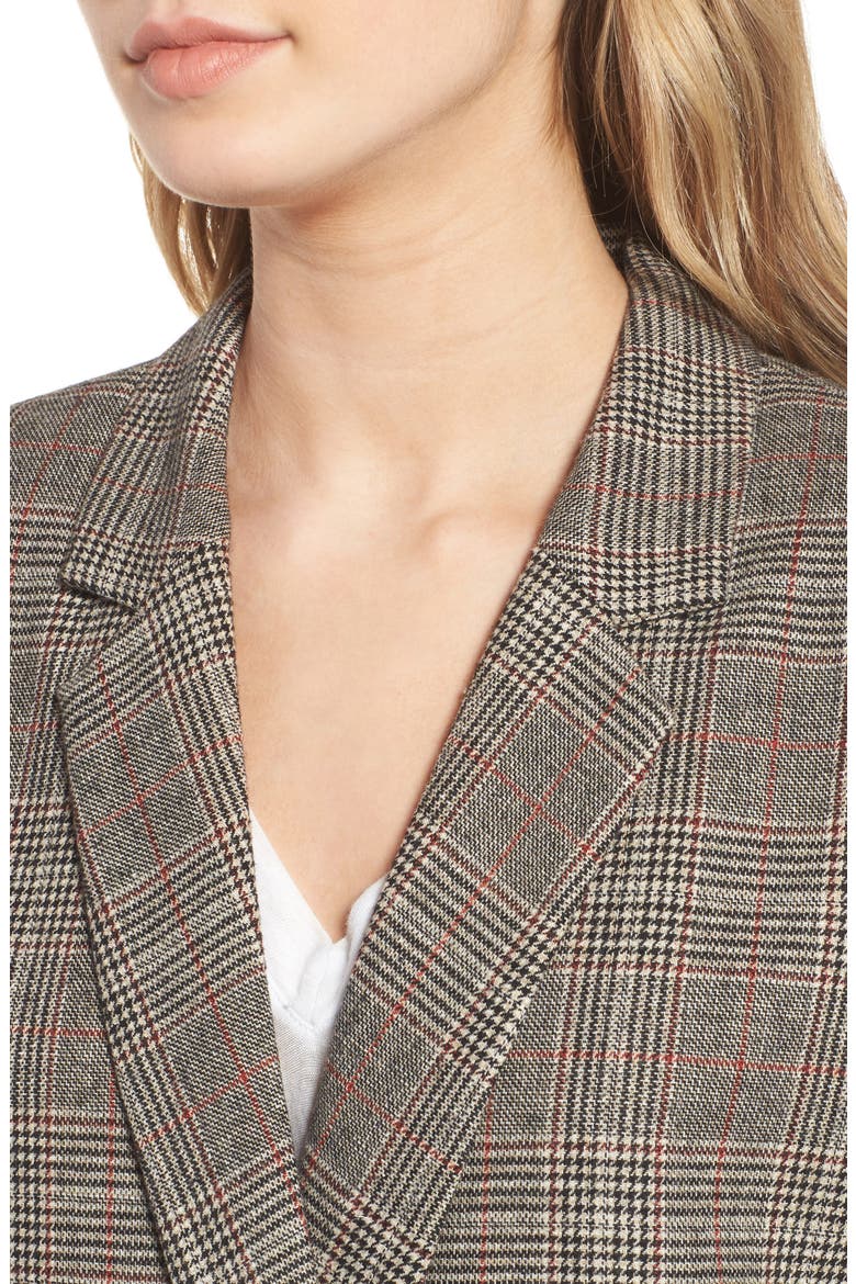 Oversize Plaid Blazer, Alternate, color, B BROWN PLAID