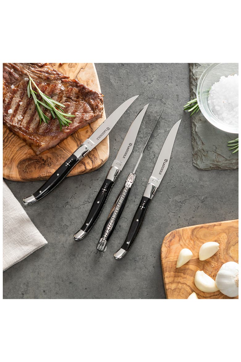 Laguiole Steak Knives - Set of 4, Alternate, color, BLACK