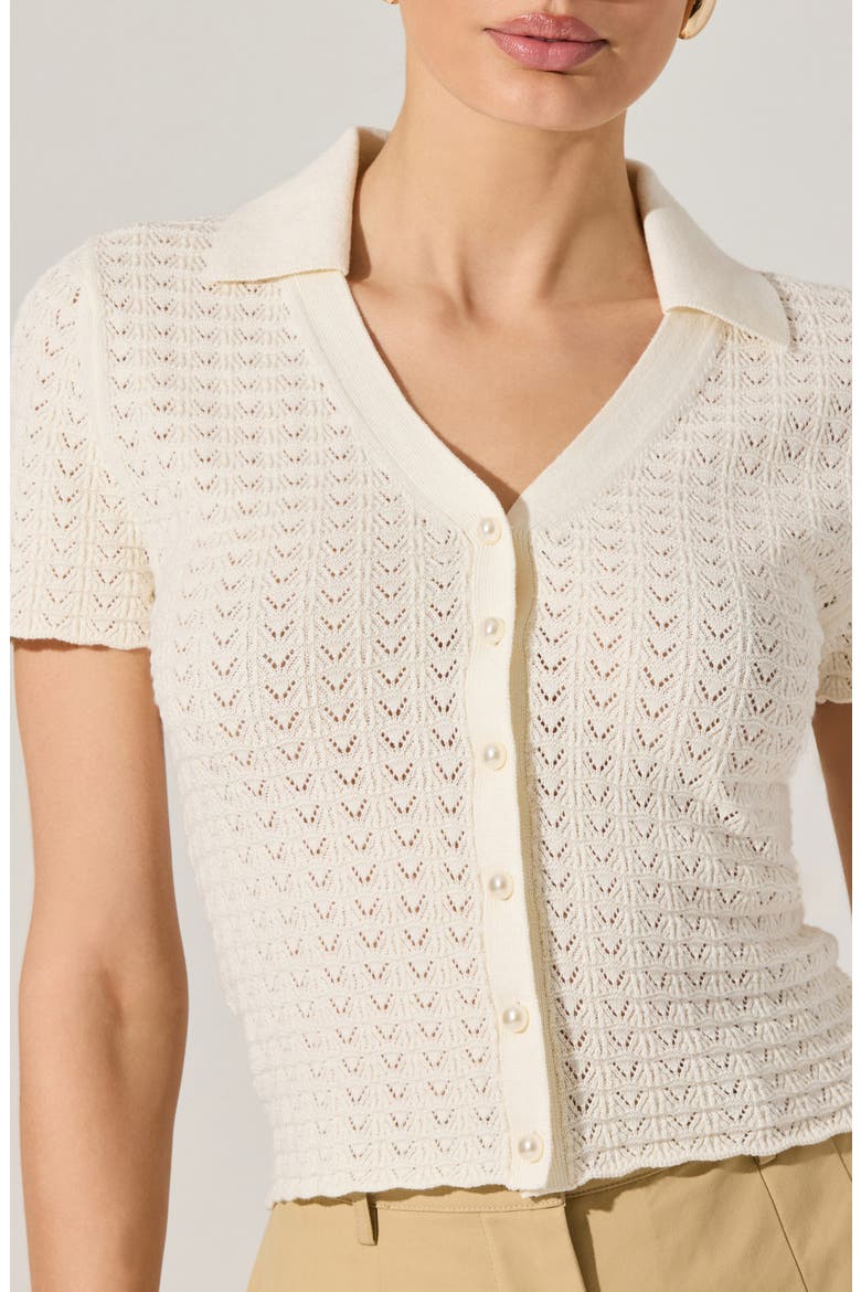 Short Sleeve Cardigan, Alternate, color, OFF WHITE
