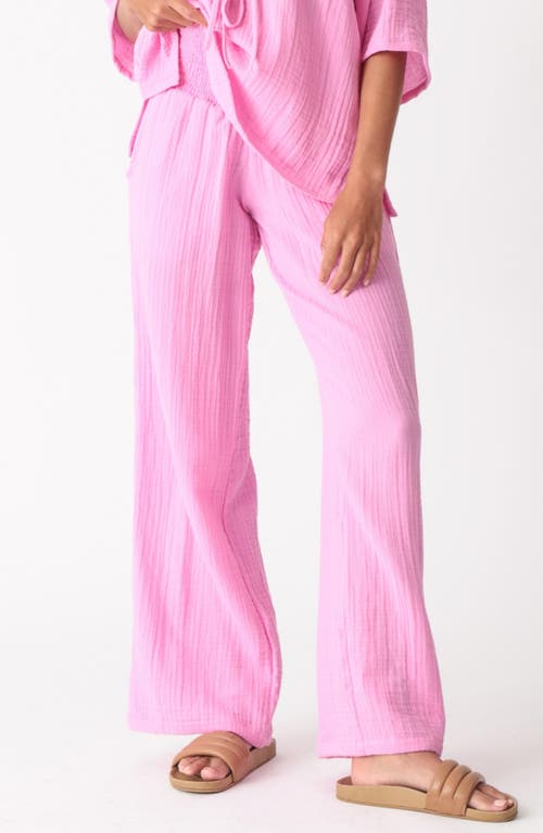 Electric & Rose Cotton Gauze Cover-up Pants In Pink
