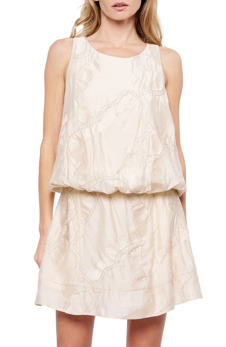 CIEBON Taya Beaded Sleeveless Jacquard Top, Alternate, color, Champagne